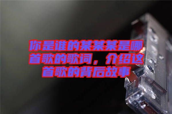 你是誰的某某某是哪首歌的歌詞，介紹這首歌的背后故事