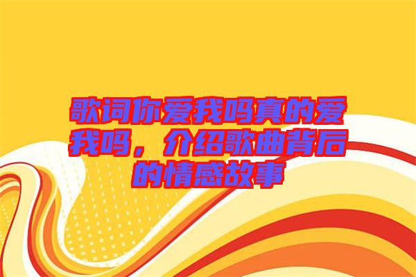 歌詞你愛我嗎真的愛我嗎，介紹歌曲背后的情感故事
