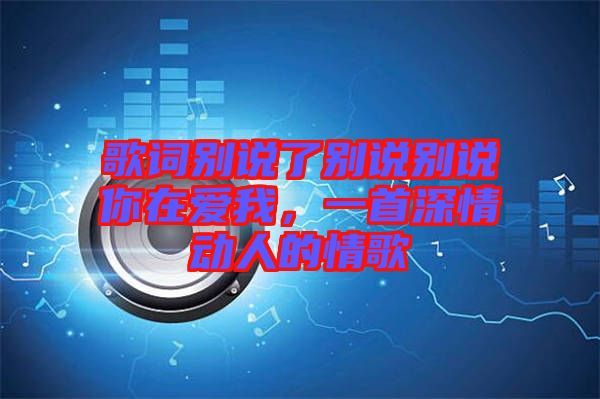 歌詞別說(shuō)了別說(shuō)別說(shuō)你在愛(ài)我，一首深情動(dòng)人的情歌