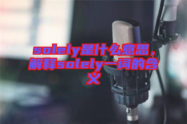solely是什么意思，解釋solely一詞的含義