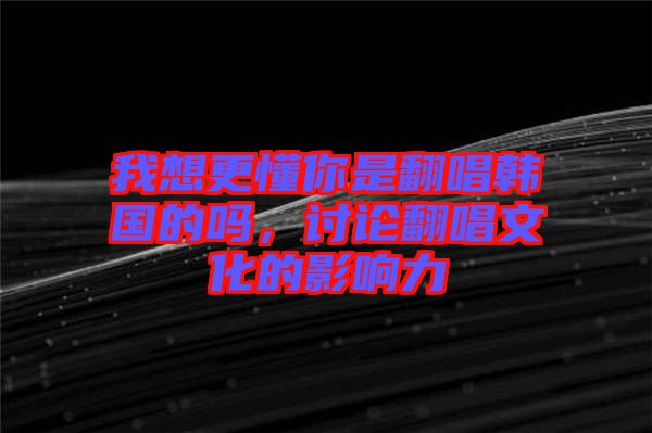 我想更懂你是翻唱韓國的嗎，討論翻唱文化的影響力