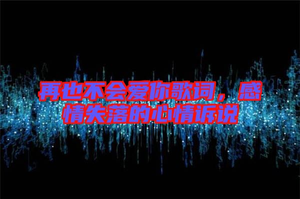 再也不會(huì)愛(ài)你歌詞，感情失落的心情訴說(shuō)