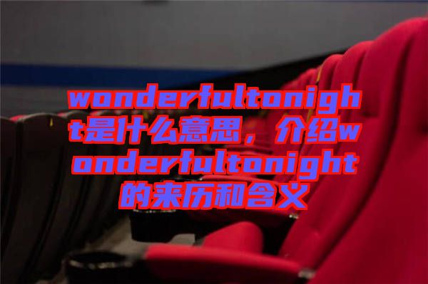 wonderfultonight是什么意思，介紹wonderfultonight的來歷和含義