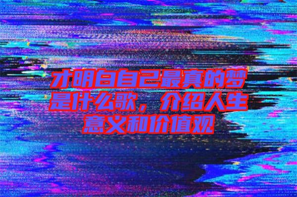 才明白自己最真的夢是什么歌，介紹人生意義和價值觀