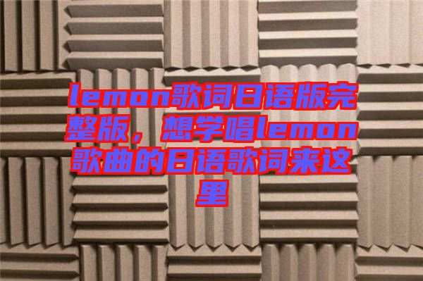 lemon歌詞日語版完整版，想學(xué)唱lemon歌曲的日語歌詞來這里