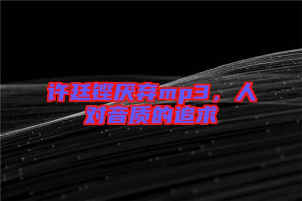 許廷鏗厭棄mp3，人對(duì)音質(zhì)的追求
