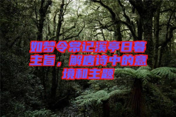如夢令常記溪亭日暮主旨，解唐詩中的意境和主題