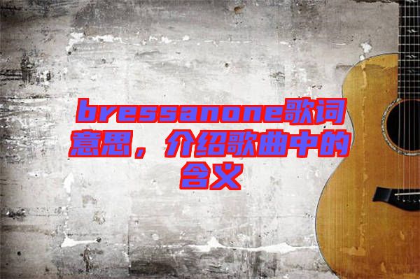 bressanone歌詞意思，介紹歌曲中的含義
