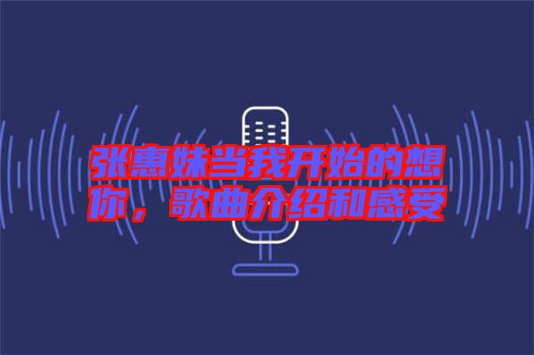 張惠妹當我開始的想你，歌曲介紹和感受