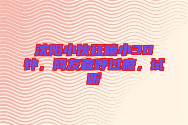 沈陽(yáng)小伙狂噴小30鐘，網(wǎng)友直呼過(guò)癮，試聽