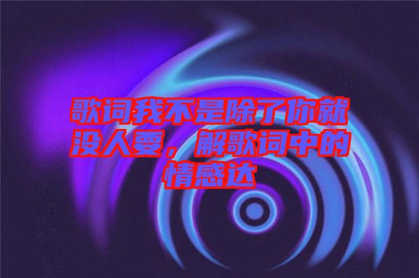 歌詞我不是除了你就沒人要，解歌詞中的情感達(dá)