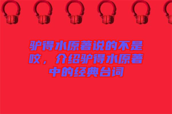 驢得水原著說的不是咬，介紹驢得水原著中的經(jīng)典臺詞