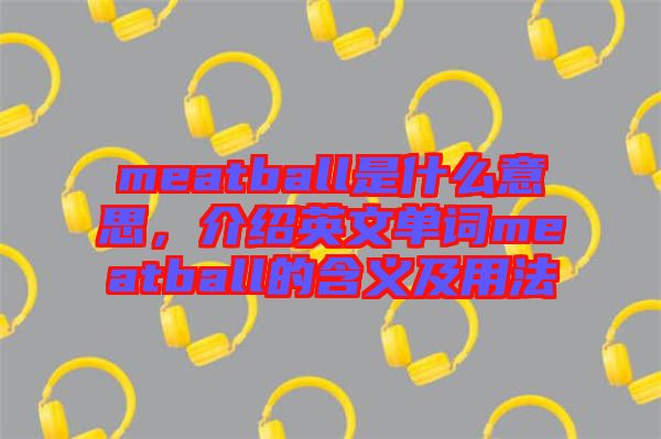 meatball是什么意思，介紹英文單詞meatball的含義及用法