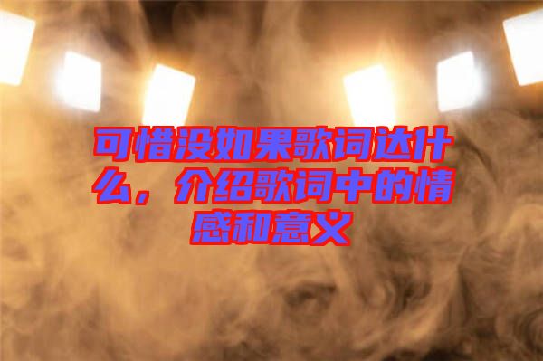 可惜沒如果歌詞達什么，介紹歌詞中的情感和意義