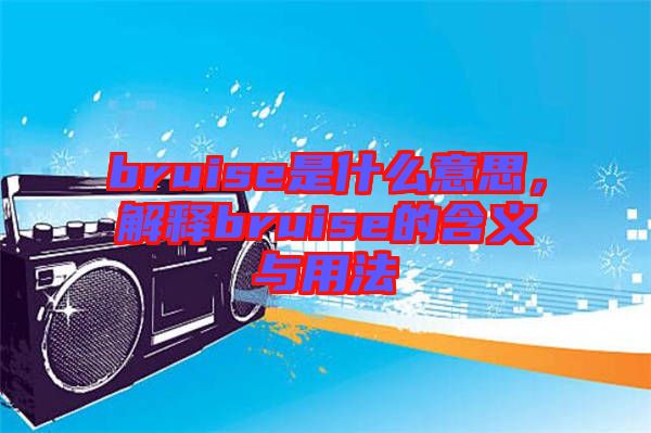 bruise是什么意思，解釋bruise的含義與用法