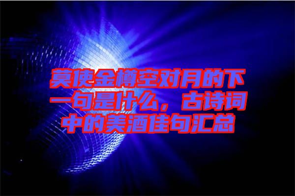 莫使金樽空對月的下一句是什么，古詩詞中的美酒佳句匯總