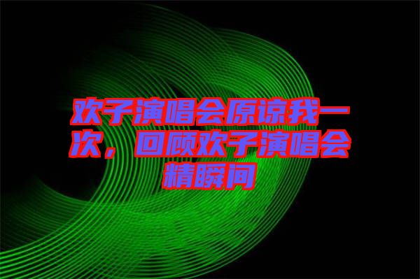 歡子演唱會原諒我一次，回顧歡子演唱會精瞬間