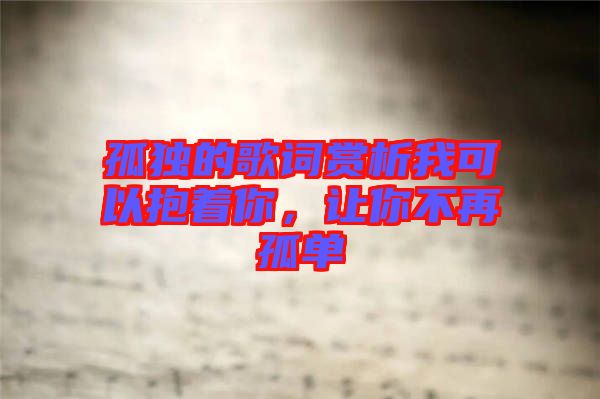 孤獨(dú)的歌詞賞析我可以抱著你，讓你不再孤單