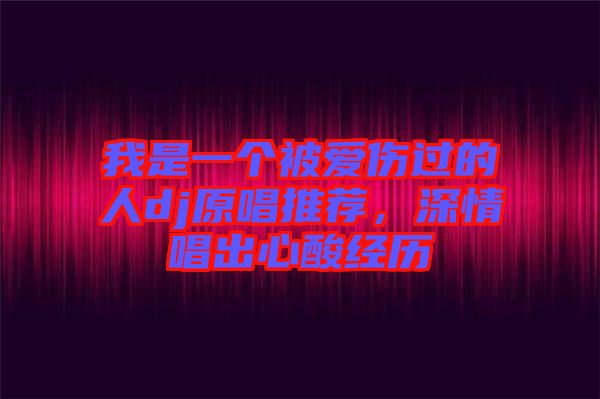 我是一個(gè)被愛(ài)傷過(guò)的人dj原唱推薦，深情唱出心酸經(jīng)歷