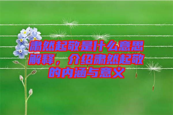 肅然起敬是什么意思解釋，介紹肅然起敬的內涵與意義