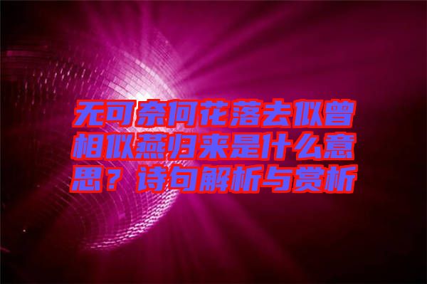 無(wú)可奈何花落去似曾相似燕歸來(lái)是什么意思？詩(shī)句解析與賞析