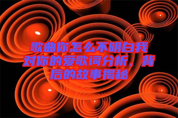 歌曲你怎么不明白我對(duì)你的愛(ài)歌詞分析，背后的故事揭秘