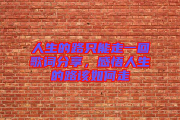 人生的路只能走一回歌詞分享，感悟人生的路該如何走