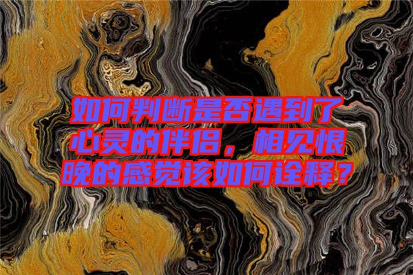 如何判斷是否遇到了心靈的伴侶，相見恨晚的感覺該如何詮釋？