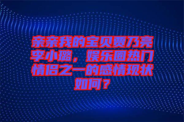 親親我的寶貝賈乃亮李小璐，娛樂圈熱門情侶之一的感情現(xiàn)狀如何？