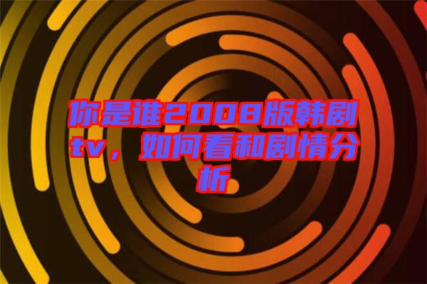 你是誰2008版韓劇tv，如何看和劇情分析