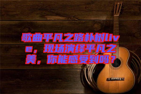 歌曲平凡之路樸樹live，現(xiàn)場演繹平凡之美，你能感受到嗎？
