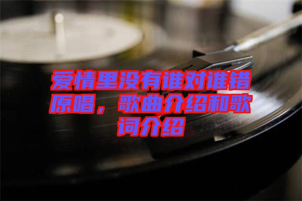 愛情里沒有誰對(duì)誰錯(cuò)原唱，歌曲介紹和歌詞介紹