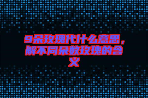 9朵玫瑰代什么意思，解不同朵數(shù)玫瑰的含義