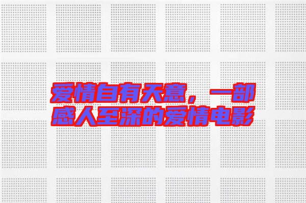 愛情自有天意，一部感人至深的愛情電影