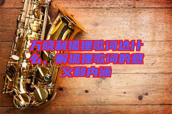 萬曉利狐貍歌詞達(dá)什么，解狐貍歌詞的意義和內(nèi)涵