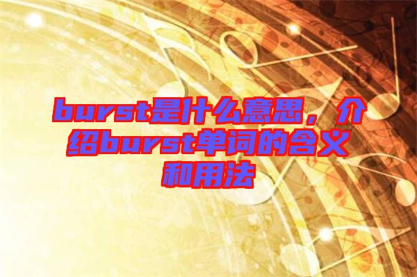 burst是什么意思，介紹burst單詞的含義和用法