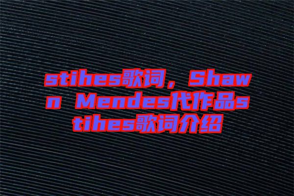 stihes歌詞，Shawn Mendes代作品stihes歌詞介紹