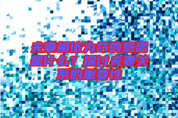 夫妻相依為命的意思是什么？探討夫妻關(guān)系的重要性
