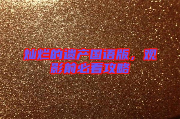 燦爛的遺產(chǎn)國語版，觀影前必看攻略
