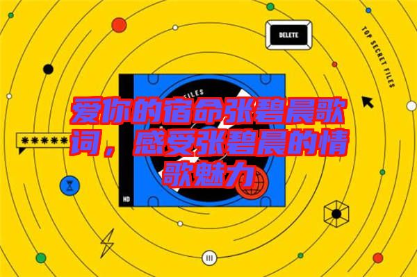 愛你的宿命張碧晨歌詞，感受張碧晨的情歌魅力