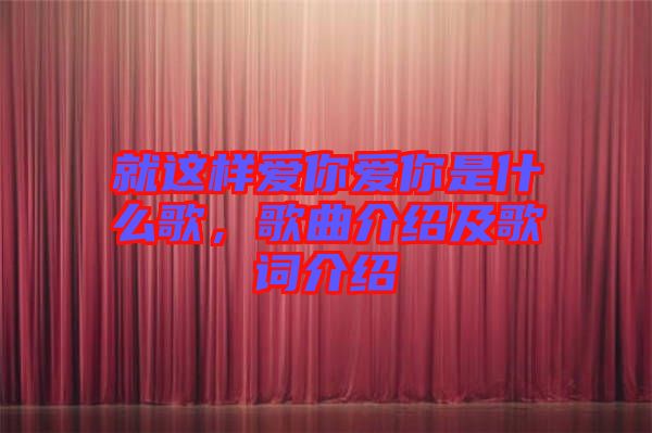 就這樣愛(ài)你愛(ài)你是什么歌，歌曲介紹及歌詞介紹