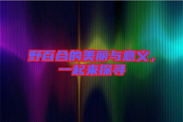 野百合的美麗與意義，一起來(lái)探尋