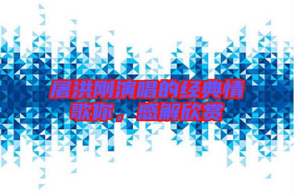 屠洪剛演唱的經(jīng)典情歌你，感解欣賞