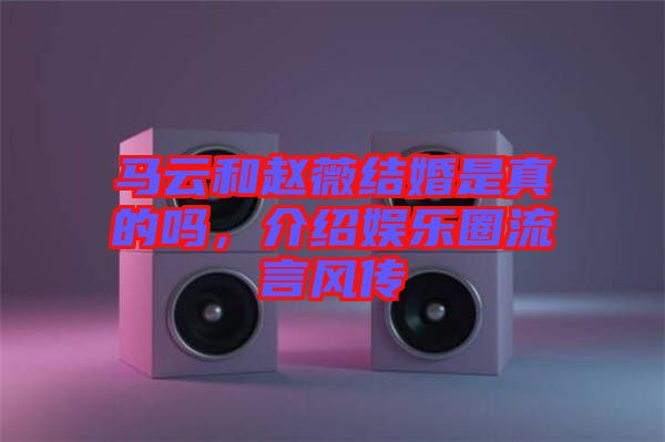 馬云和趙薇結(jié)婚是真的嗎，介紹娛樂圈流言風(fēng)傳