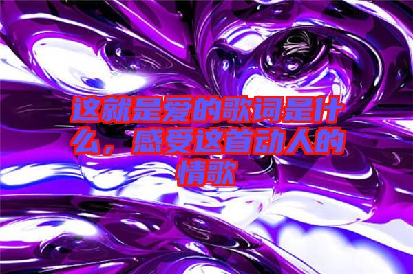 這就是愛的歌詞是什么，感受這首動人的情歌