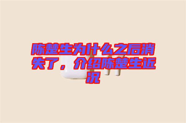 陳楚生為什么之后消失了，介紹陳楚生近況
