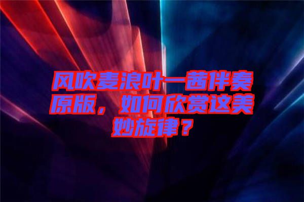 風吹麥浪葉一茜伴奏原版，如何欣賞這美妙旋律？