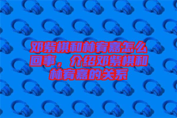 鄧紫棋和林宥嘉怎么回事，介紹鄧紫棋和林宥嘉的關(guān)系