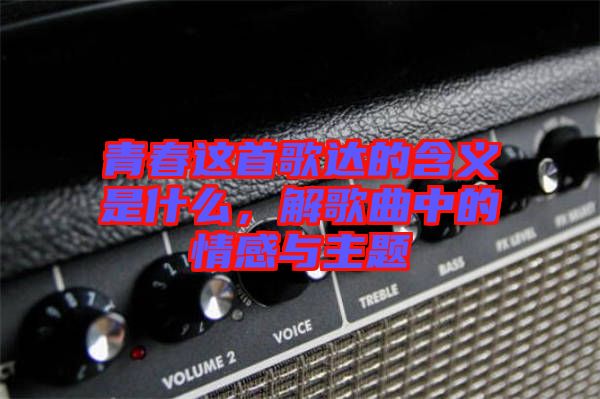 青春這首歌達(dá)的含義是什么，解歌曲中的情感與主題